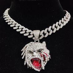 VVS Jewelry hip hop jewelry Silver / 16inch VVS Jewelry Grizzley Half Tee Half Beast Iced out Cuban Pendant Chain Rock Necklaces, Necklaces Style, Rapper Jewelry, Hip Hop Bling, Rock Necklace, Half Man, Number 0, Gold Chain With Pendant, Miami Cuban