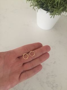 "Minimalist 14K gold stud earring set or rose gold stud set. Your set includes 2 pairs of stud earring - solid circle & open circle studs. These dainty stud earrings will quickly become your favorites, and are perfect for everyday wear! Details: 14K gold / rose gold plated - Lead & Nickel free Delicately hand crafted with brushed gold plated metal findings & earring posts Closed circles measure approx 0.33\" & the open circles measure approx 0.45\" All Pondering Persimmon jewelry Minimalist 14k Gold-filled Cartilage Earrings, Minimalist Gold Plated Drop Cartilage Earrings, Minimalist Gold-plated Drop Cartilage Earrings, Gold Minimalist Tarnish-resistant Cartilage Earrings, Dainty Round Cartilage Earrings As Gift, Minimalist Gold Huggie Earrings As Gift, Delicate Cartilage Earrings Gift, Dainty Cartilage Earrings As A Gift, Delicate Round Cartilage Earrings