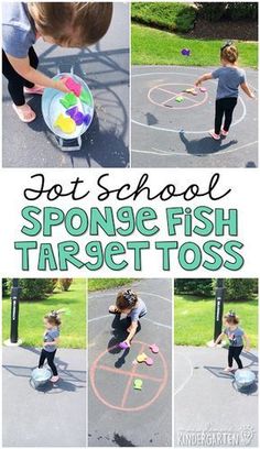 Get moving with this sponge fish target toss gross motor activity. Perfect for an ocean theme in tot school, preschool, or the kindergarten classroom. Beach Theme Preschool, Ocean Activities Preschool, Ocean Lesson Plans, Ocean Games, Ocean Theme Preschool, Gross Motor Activity, Fish Activities, Ocean Unit, Preschool Programs