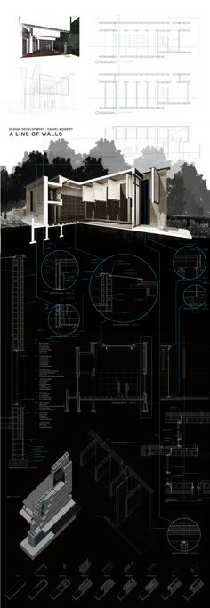 an architectural drawing shows the various sections of a building that are connected to each other