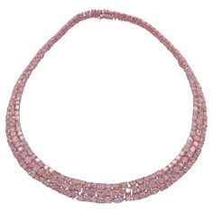 The Following Item we are offering is this Extremely Rare Beautiful 18KT Gold Fine Rare Large Pink Diamond Elaborate Masterpiece of a Necklace. This Magnificent Necklace is comprised of Rare Fine Large Gorgeous Glittering Fancy Pink Diamonds!!! T.C.W. Approx 44CTS!! The Diamonds are of Exquisite and Fine Quality!! This Gorgeous Necklace is a Rare Sample Piece from a Private Top Manufacturer that sold to Select Five Star Hotels and Fine Jewelry Stores!! Comes New With Tags $357,465 and comes with Pink Diamond Necklace, Pink Diamonds, Five Star Hotel, Drop Necklace, Pink Diamond, Gorgeous Necklaces, Five Star, Girls Best Friend, Jewelry Stores