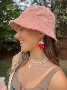 Crochet Strawberry Earrings/ Crochet Accessories/ Gifts for her/ Strawberry earrings/ earrings/ Gifts for Mom/ Summer Jewelry This pair of crochet strawberry earrings are the perfect accessory for any season! These are great for school, work, or just as an accessory for any outfit! NO RETURNS OR REFUNDS  DO NOT WASH Cute Everyday Summer Jewelry, Casual Beaded Dangle Earrings As Gift, Cute Beaded Earrings For Gift, Casual Single Dangle Earring, Cute Beaded Earrings For Gifts, Casual Beaded Earrings For Gift, Casual Dangle Beaded Earrings, Casual Summer Dangle Jewelry, Fun Adjustable Dangle Jewelry