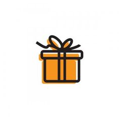 an orange gift box with a bow on the top, and a ribbon around it