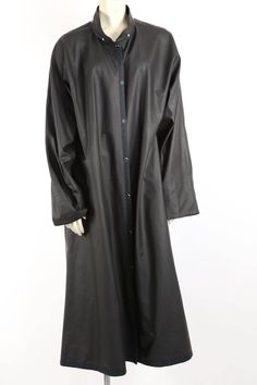 Vintage Black Nylon Snap Down Long Raincoat Size S Coat is Pre-owned, Very Good Vintage Condition No significant wear visible. Black color Shell: Nylon Snap closure on front Long sleeves Two waist pockets * Brand: Unbranded * Size: S * Color: Black * Style: Coat * Condition: Pre-owned * Material: Nylon * Measurements in Inches: * Shoulders across: 19 * Sleeve Length: 25 * Bust: 46 * Waist: 46 * Length from shoulder down: 47 Black Fall Raincoat With Pockets, Classic Black Raincoat For Winter, Black Long Raincoat For Workwear, Black Long Raincoat For Work, Black Raincoat For Workwear In Fall, Black Fall Raincoat For Work, Black Workwear Raincoat For Fall, Black Fall Workwear Raincoat, Black Raincoat With Pockets