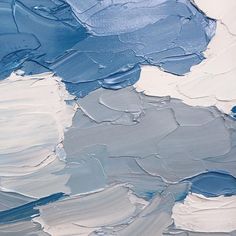 an abstract painting with blue and white colors