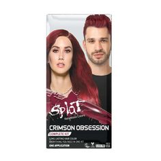 Make a bold statement with the Splat Hair Color Semi Permanent Kit. It contains a unique formula that provides vivid results. This is a one application system that can be used on all hair shades. Splat Crimson Obsession provides subtle hints to unbleached or dark tones and intense vibrant effects to bleached or blonde tresses. Combine with the Splat Pastel Mixer (sold separately) to personalize your own look. Have fun applying this semi permanent reddish hue to update a longer length or to accen Permanent Pink Hair Dye, Permanent Red Hair Dye, Raspberry Hair Color, Splat Hair Dye, Raspberry Hair, Splat Hair Color, Hair Dye Shades, Dyed Hair Care, Dyed Hair Ombre