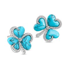 BOGO 40% OFF (Code: H40) Elegant Turquoise Heart Earrings, Fine Jewelry Turquoise Earrings For Gift, Turquoise Pierced Earrings For Anniversary, Clover Design, Loving Heart, Sterling Silver Stud Earrings, Silver Stud Earrings, Online Earrings, Sterling Silver Studs