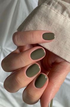 Olive Nails, 2023 Nail, Plain Nails, Cute Spring Nails, Green Nail, Short Nail Designs, Nail Polish Designs