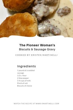 an advertisement for a restaurant called the ploer woman's biscuits and sausage gravy