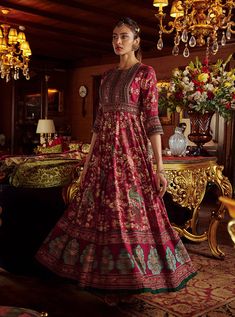 Contrast Dupatta, Sheer Dupatta, Anarkali With Dupatta, Printed Anarkali, Pink Peacock, Net Dupatta, Thread Work, Floral Motifs, Indian Wear