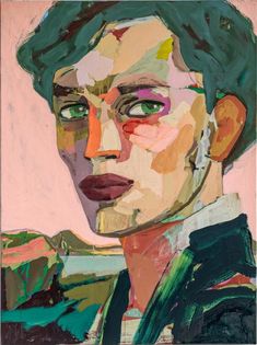 a painting of a woman with green hair