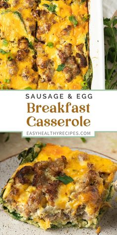 sausage and egg breakfast casserole on a plate