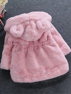 Pink Hooded Fur Coat With Faux Fur Trim, Cute Hooded Outerwear For Fall, Cute Hooded Fall Outerwear, Cute Fall Hooded Outerwear, Winter Plush Long Sleeve Outerwear, Cute Winter Outerwear With Fleece Lining, Cute Outerwear With Fleece Lining For Winter, Cute Winter Hooded Jacket With Long Sleeves, Cute Pink Warm Outerwear