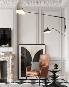 a living room filled with furniture and a fire place next to a wall mounted tv