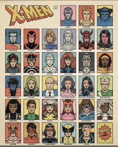 the x - men characters are depicted in this poster