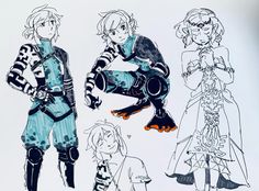 an image of some anime character sketches