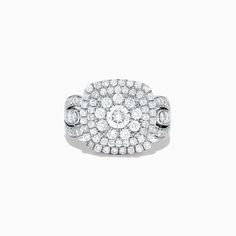 Effy Pave Classica 14K White Gold Diamond Cluster Ring, 1.85 TCW Diamond Cluster Ring, White Stone, Diamond Cluster, Cluster Ring, White Gold Diamonds, Round Diamonds, Gold Diamond, Gold Metal, White Gold