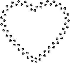 a heart shape made up of paw prints