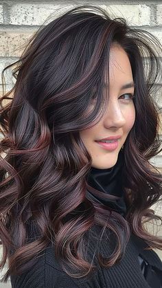 Hair Colors For Olive Skin, Dark Plum Hair Color, Dark Plum Hair, Deep Burgundy Hair, Raspberry Hair, Cola Hair, Burgundy Balayage, Fall Hair Ideas For Brunettes, Hair Ideas For Brunettes