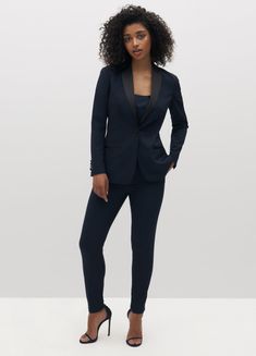 Navy Blue Women's Tuxedo | Tuxedos for Weddings, Events Tuxedo Blazer Women, Suits For Work, Navy Tuxedo, Women's Tuxedo, Teal Suit, Navy Tuxedos, Slim Fit Pants Men, Women Suits Wedding, Mens Vest Jacket