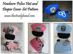 crocheted hats and diaper cover set pattern for newborn to adult boys or girls