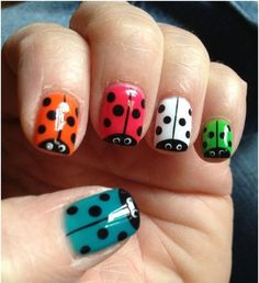 Ladybug Nail Art, Ladybug Nails, Minion Nails, Kids Nail Designs, Animal Print Nails Art, Baby Bug