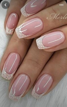 Elegant Touch Nails, Wedding Nails Bridesmaid, Nails Bridesmaid, Bridesmaids Nails, Nails For Bride, Wedding Nails Glitter, Manicure Nail Designs, French Manicure Nails, Fancy Nails Designs