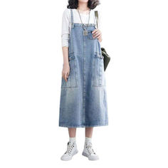 Unlock your inner 90s fashionista with our 2023 Spring-Summer Collection denim dress with cargo pockets! This a-line. stonewashed masterpiece effortlessly blends the best of the 90s with contemporary style. for an unforgettable look.Why You'll Love ItThis dress is a tribute to the golden age of fashion it's eternally stylish and perfect for any occasion. With its baggy shape and vibrant color. you'll be turning heads wherever you go!Unmissable Highlights: 90s-Inspired: Enjoy the nostalgic charm Medium Wash Cotton Denim Dress With Pockets, Casual Medium Wash Denim Dress With Pockets, Washed Blue Denim Dress With Pockets, Casual Medium Wash Dress With Pockets, Medium Wash Dress With Pockets And Relaxed Fit, Denim Blue Dress With Pockets And Relaxed Fit, Relaxed Fit Cotton Denim Dress With Pockets, Casual Washed Blue Denim Dress With Pockets, Relaxed Fit Dark Wash Denim Dress With Pockets