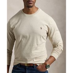 In soft cotton jersey this Big & Tall long-sleeve t-shirt is washed to give it the look and feel of a vintage find from the very start. Classic Long Sleeve T-shirt For Spring, Classic Long Sleeve Relaxed Fit T-shirt, Classic Long Sleeve Fall T-shirt, Long Sleeve Soft-washed Cotton T-shirt, Ralph Lauren Casual Long Sleeve Sweatshirt, Casual Ralph Lauren T-shirt For Spring, Ralph Lauren Crew Neck Top For Fall, Casual Long Sleeve Ralph Lauren Sweatshirt, Ralph Lauren Cotton Long Sleeve Sweatshirt