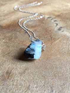 Dainty Raw Moonstone Necklace 16 Inch Sterling Silver Jewelry For Women view in bright light to see flash: Handmade #ad Moonstone Crystal Necklace, Raw Moonstone, Handwriting Jewelry, Mens Earrings Hoop, Rainbow Moonstone Necklace, Bff Necklaces, Rainbow Moonstone Pendant, Moonstone Crystal