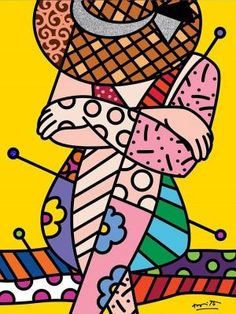 a painting of a person with an ice cream cone on his head and arms crossed