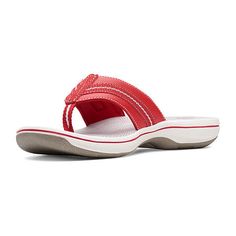 This Cloudsteppers flip flop features a lightweight eva midsole and an airy eva footbed that cushions the foot without adding weight. A hook and loop closure provides the secure fit needed for all-day walking. Perfect for carry-on luggage and beach bags.Features: ComfortClosure Type: Hook & Loop TapeFootwear Technology: Clarks - CloudsteppersShoe Heel Height: 1 InchUpper/Outer Base Material: 100% SyntheticShoe Lining Material: FabricSole Material Content: 100% Thermoplastic-RubberToe Type: Open… Clarks Women's, Open Toe Shoes, Beach Bags, Carry On Luggage, Hook And Loop, Flip Flop, Flip Flop Sandals, Comfortable Shoes, Open Toe