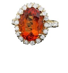 7.40 Carats Impressive Natural Citrine and Diamond 14K Yellow Gold Ring Total Natural Citrine Weight is: Approx. 6.40 Carats Citrine Measures: Approx. 14.00 x 11.00mm Natural Round Diamonds Weight: Approx. 1.00 Carats (color G-H / Clarity SI1-SI2) Ring total weight: Approx. 6.3 grams Disclaimer: all weights, measurements and colors are approximate and may vary slightly from the listed dimensions or as seen in the image. All pictures are magnified to show the smallest of details. Please, refer to Orange Sapphire Ring For Formal Occasions, Orange Oval Sapphire Gemstone Ring, Orange Oval Sapphire Ring, Fine Jewelry Orange Diamond Ring, Formal Orange Rings With Halo Setting, Oval Orange Sapphire Ring, Orange Rings With 17 Jewels For Gift, Formal Orange Topaz Ring With Center Stone, Formal Orange Rings With Accent Stones