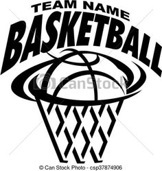 a basketball hoop with the words team name and an image of a ball in it