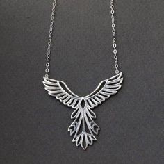 Phoenix Necklace -Sterling Silver - Bird Pendant - Inspirational Gift Faux Gauges, Symbol Of Power, Lily Necklace, Phoenix Necklace, Phoenix Pendant, Spiral Necklace, Crystal Point Necklace, Phoenix Bird, Life Is Tough