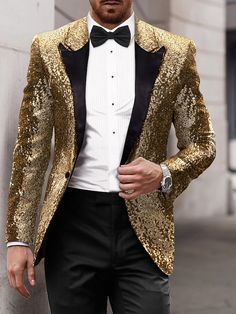 Men's Party Sequin Blazer 70s Disco Retro Casual Jacket Regular Solid Colored Single Breasted One-button Black Gold Silver Red Blue 2024 2024 - $59.99 Linen Suits For Men, Suits Business, Beach Wedding Suits, Formal Workwear, Button Shawl, Party Jackets, Mens Blazer Jacket, Sequin Blazer, Linen Suits