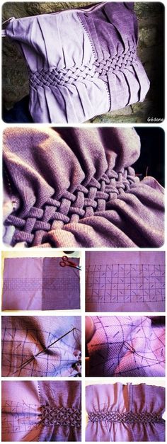 the process of making a blanket is shown in several different stages, including sewing and stitching