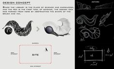 the design concept is shown in black and white, including an image of a bird with wings