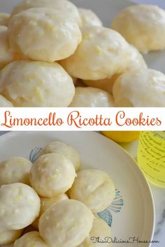 lemoncello ricotta cookies on a white plate