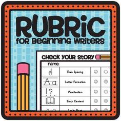 the rubric for learning letters check your story book with two pencils on it