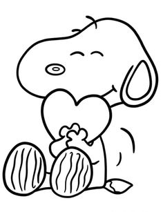 a cartoon dog holding a heart with its paw