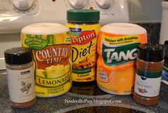 spices and seasonings are sitting on the counter