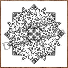 a black and white coloring book page with an image of a flower design on it