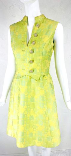 1960s Vintage GINO CHARLES Vivid Green Yellow Psychedelic Mod Party Dress, 6/S | eBay 1960 Women Clothing Modcloth, Kitschy Style, Green 60s Dress, 1960s Color Block Dress, Mod Party, 1960s Mod Fashion, Yellow 60s Mod Dress, Mod Mini Dress, 1960s Floral Dress