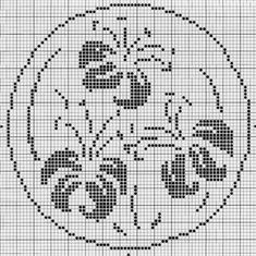 a cross stitch pattern with flowers and leaves on the center, in black and white