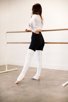 Add a touch of style and comfort with the Barre Leg Warmers. These warmers can be worn up over the thigh for a chic look or slouched down for a more casual feel. They are perfect for layering on chilly days or in the gym when the a/c is cranking in the summer. Warmer Outfits, Leg Warmer Outfits, Short One Piece, One Piece & Sets, Fitness Ideas, Boho Grunge, Future Wardrobe, Leg Warmer, Chic Look