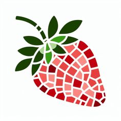 Use this strawberry template to make your mosaic. Ready to print and use! Mosaic Stencils Templates, Things To Mosaic, Mosaic Templates Free Printable, Simple Mosaic Designs, Easy Mosaic Patterns Free Printable, Mosiacs Projects Diy, Strawberry Mosaic, Free Mosaic Patterns Templates Simple, Free Mosaic Patterns Templates Design