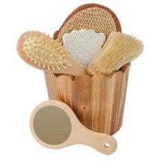 Croll & Denecke Wellness Spa Gift Set in Toasted Wood Basket Croll & Denecke Wellness Spa Gift Set in Toasted Wood Basket This Croll & Denecke Spa Wellness Gift Set is assembled in a toasted wood basket. Spa set includes massage pad, mirror, hairbrush, nail brush, pedicure pumice stone in a wooden basket. Details Packaged in reusable wooden basket Dimensions: 5 x 5 x 7 in Set includes: massage pad, mirror, hairbrush, nail brush, and pedicure pumice stone in toasted wood basket  Made in China About the Company: Croll & Denecke is a family-owned business based in Germany since 1897.  It is now run by third and fourth generations who maintain the highest standards. SHIPPING & RETURNS:  Orders ship in 1 business day; we do not ship on weekends.   Domestic orders over $40.00 ship free!  We offe Wooden Bucket, Spa Items, Spa Gift Set, Wooden Bath, Spa Wellness, Spa Accessories, Wooden Basket, Wood Basket, Spa Set