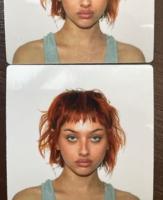 Fashion Hair Color Ideas For Short Hair, Short Ethereal Hair, Short Hair Editorial, Catwalk Hairstyles, Micro Bangs Short Hair, Spiky Bangs, Orange Bob, Red Mullet, Short Red Hair