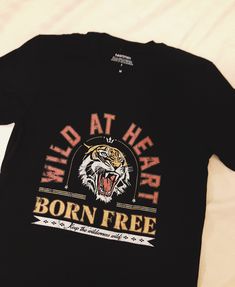 Wild at heart vintage inspired graphic t-shirt featuring words "Born free" with a distressed tiger graphic. #graphictee #vintage #tiger Graphics Tee, Vintage Tiger, Tiger Graphic, Heart Vintage, Born Free, Heart Tee, Wild At Heart, Current Styles, Wild Hearts